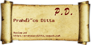 Prahács Ditta névjegykártya